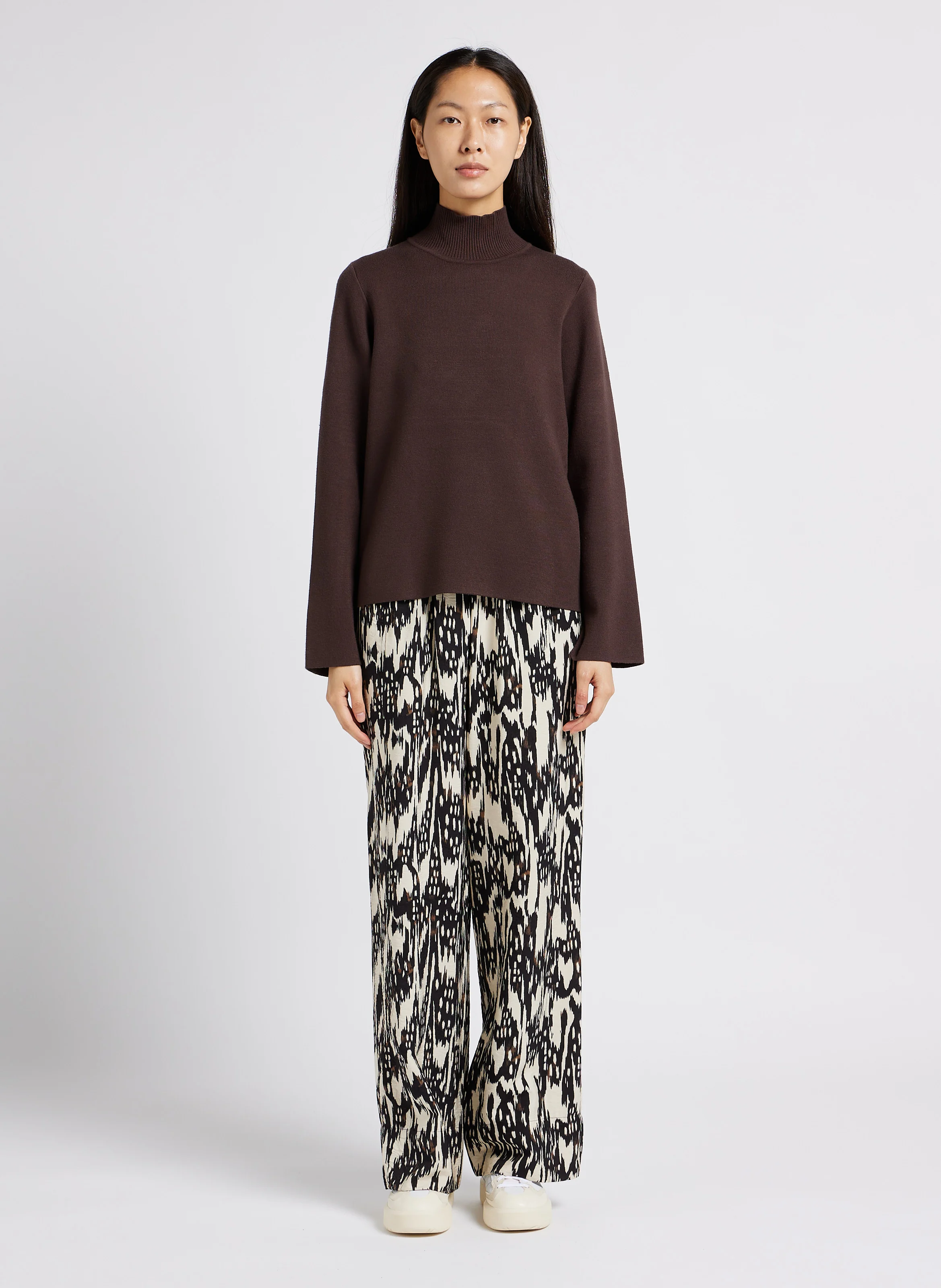 FANJA - Pantalon large imprimé| Beige