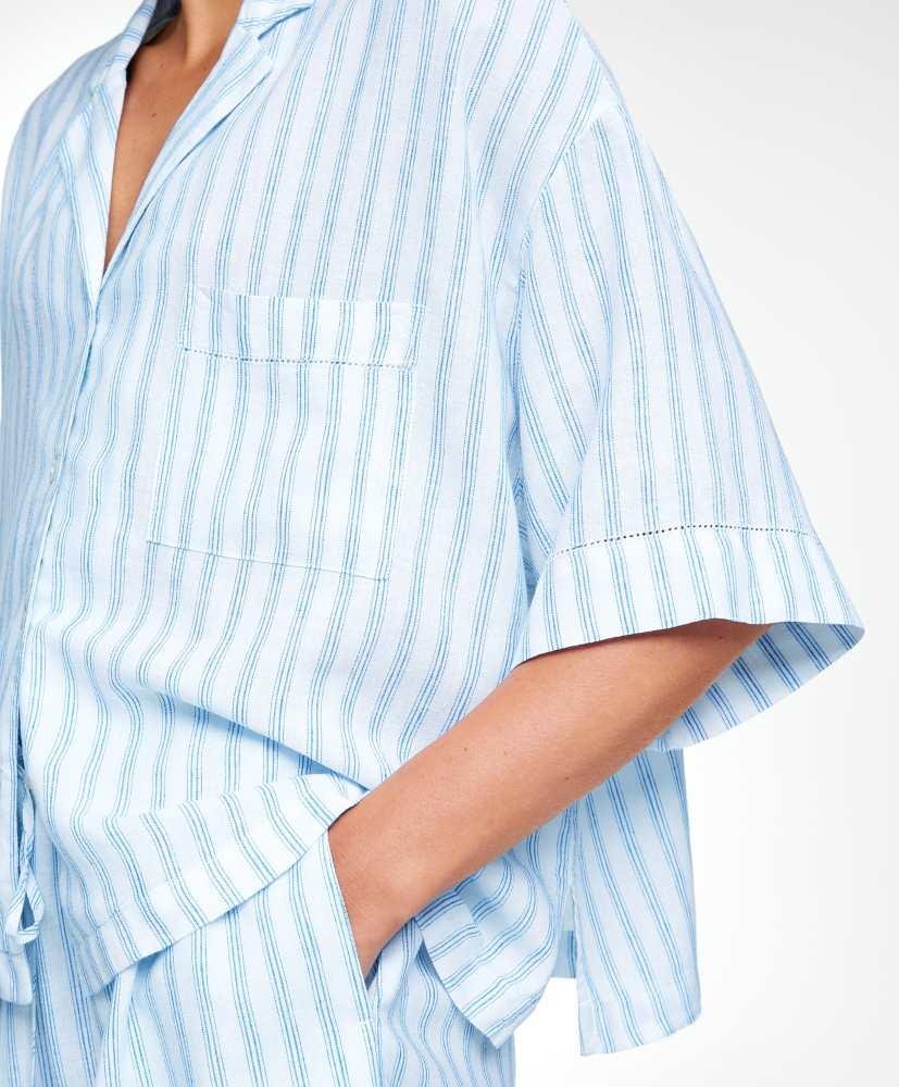 Camisa de linho de manga curta