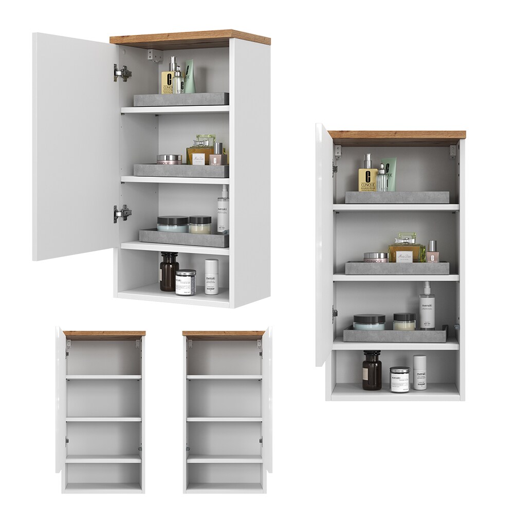 Vicco Hängeschrank Badschrank Badezimmermöbel Eden Weiß Artisan modern 40x60 cm Badezimmer Schrank Badmöbel hängend 1 Tür 4 Fächer Hochglanz