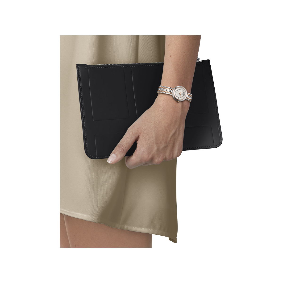Montre Tissot femme acier bracelet acier bicolore rose