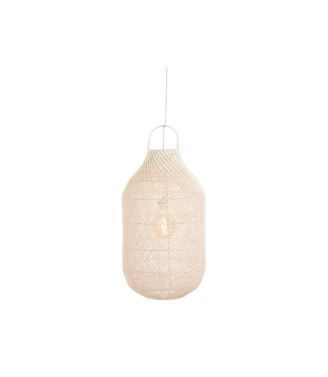 Paris Prix - Abat-jour Cylindrique Déco rotin 75cm Blanc