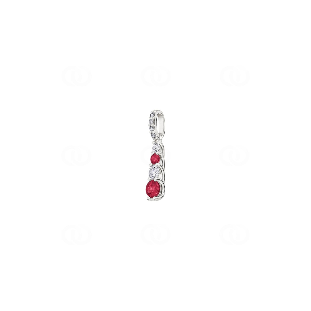 Anhänger 750/18 K Weissgold mit Rubinen & Diamanten 0.18 ct H/si