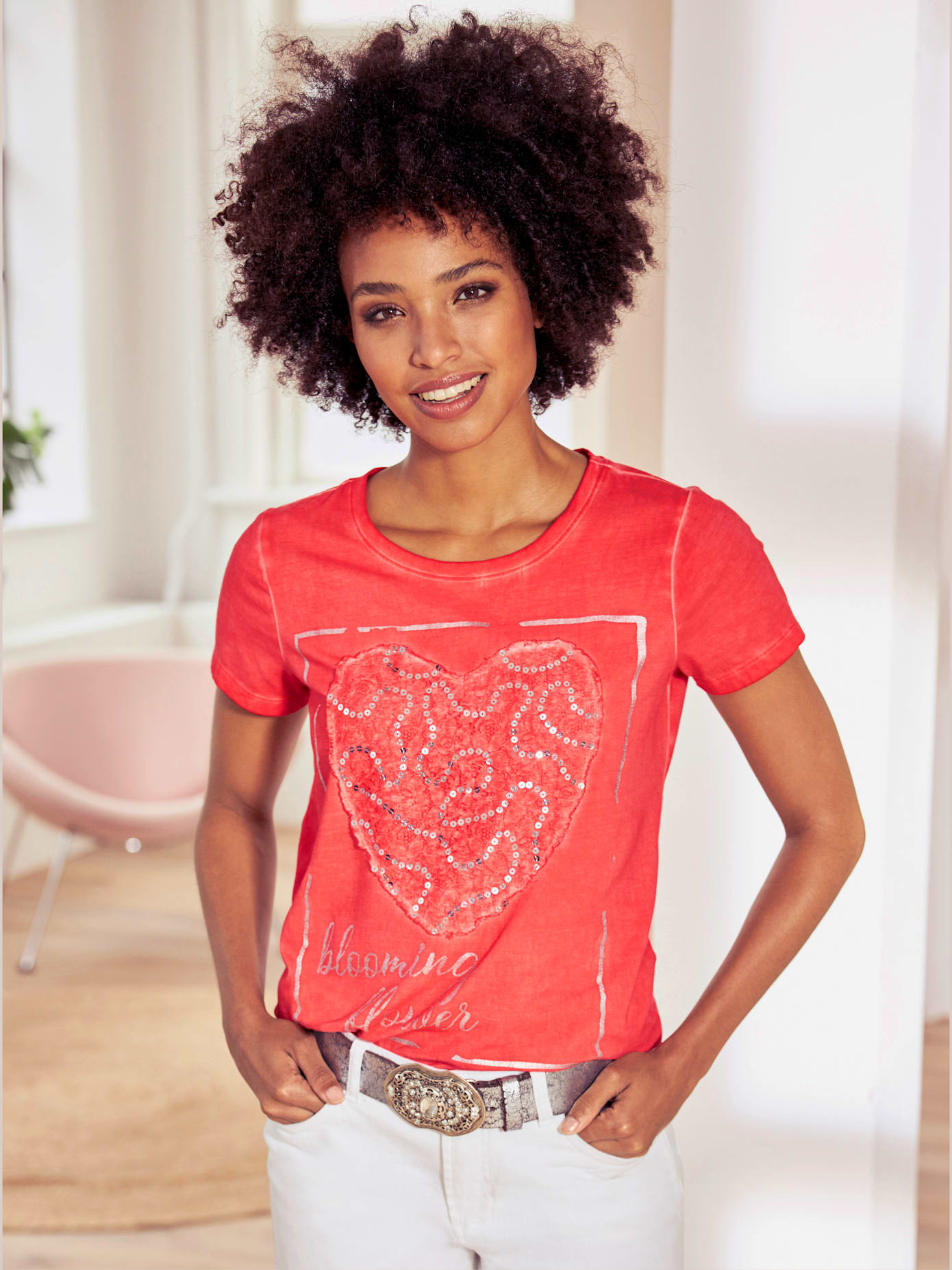 T-shirt empiècement en dentelle