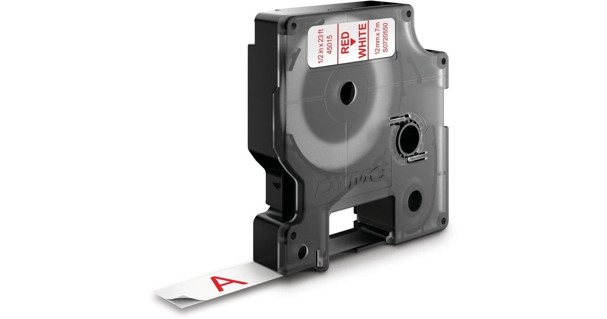 DymoD1 standaardlabels rood op wit 12 x 7 mm printlint