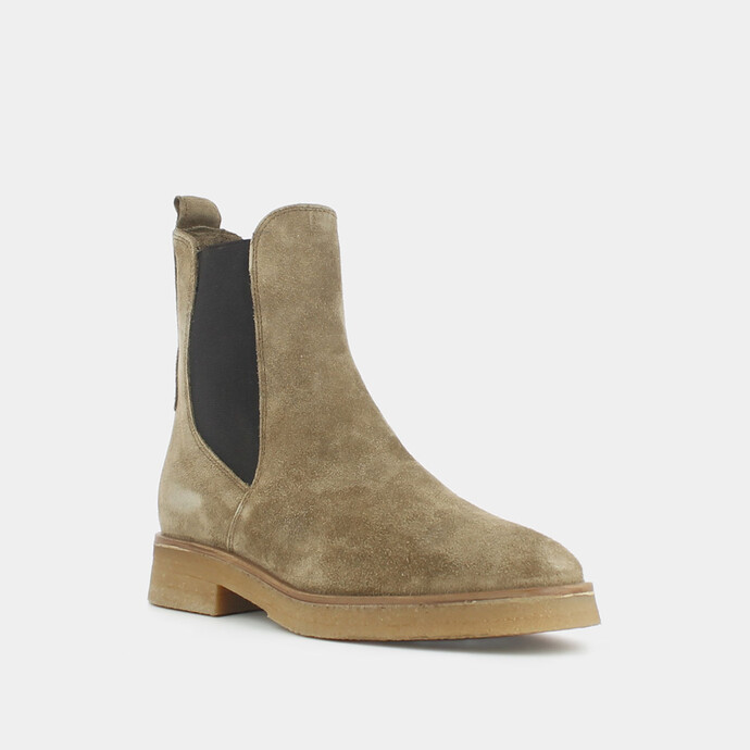 Bottines à élastiques  en croute taupe