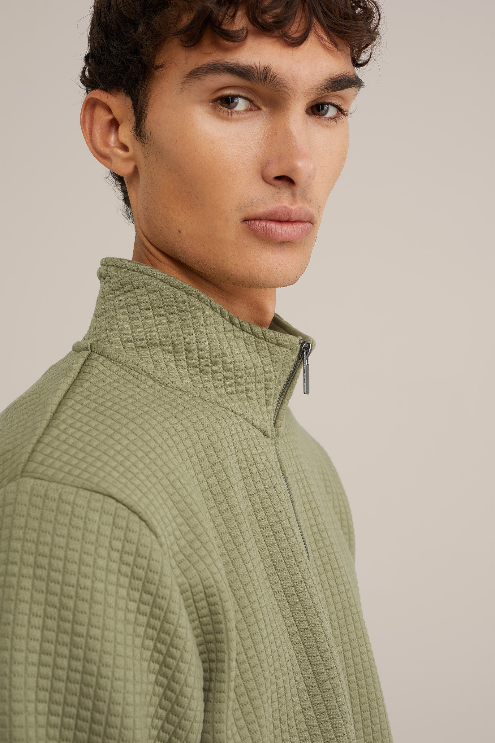 sweater met rits WE Fashion Zeegroen