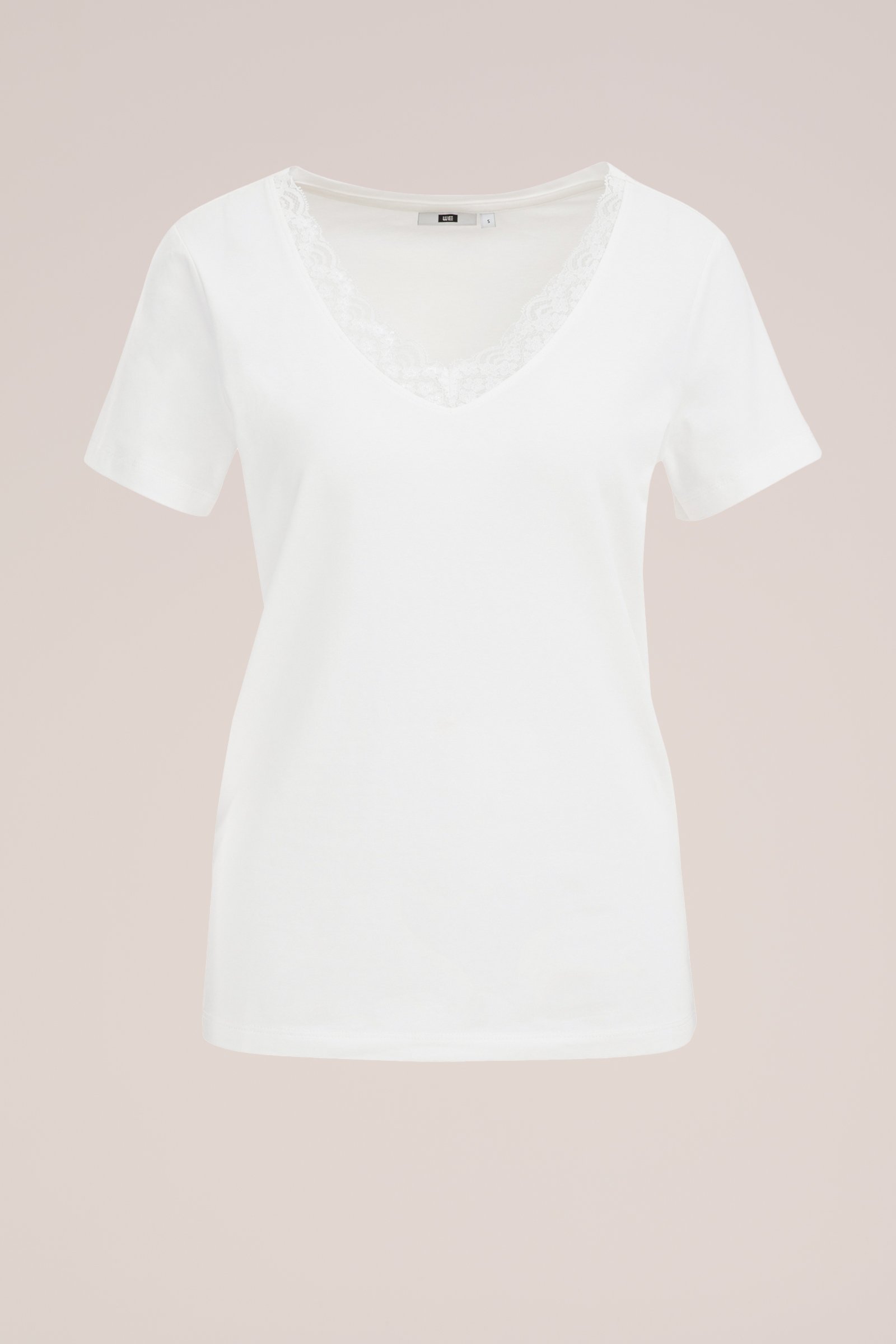 T-shirt met kant WE Fashion Wit