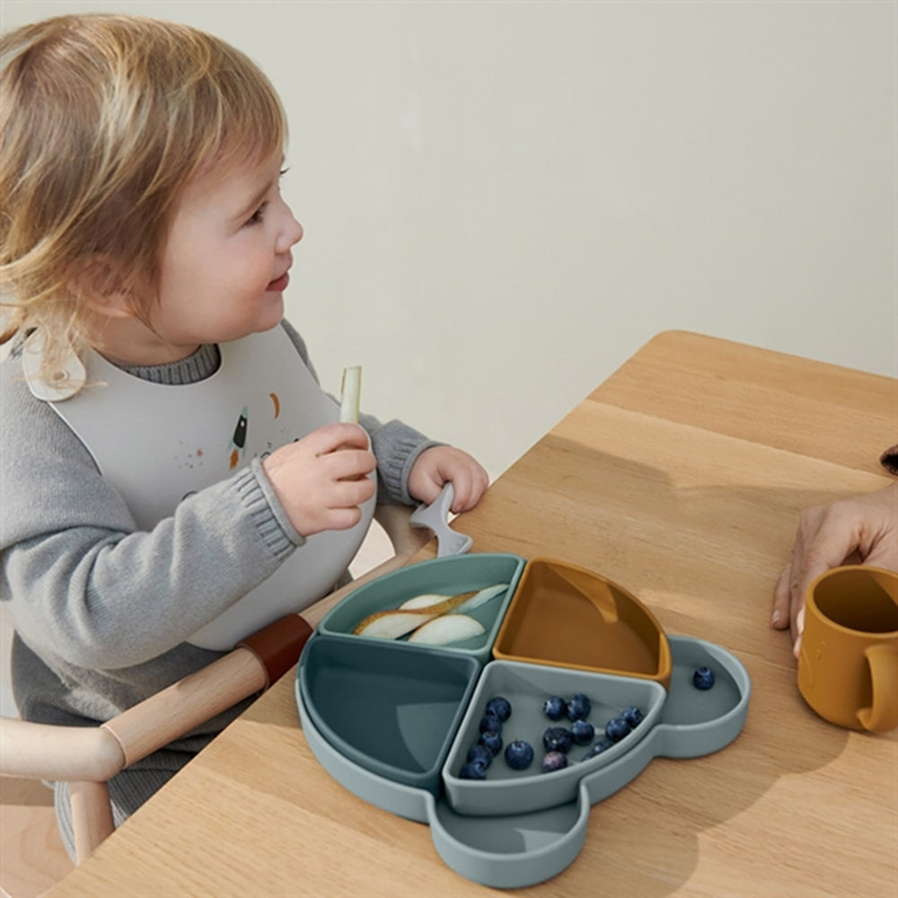 Arne Silikone Opdelt Tallerken Mr Bear Blue Fog Multi Mix
