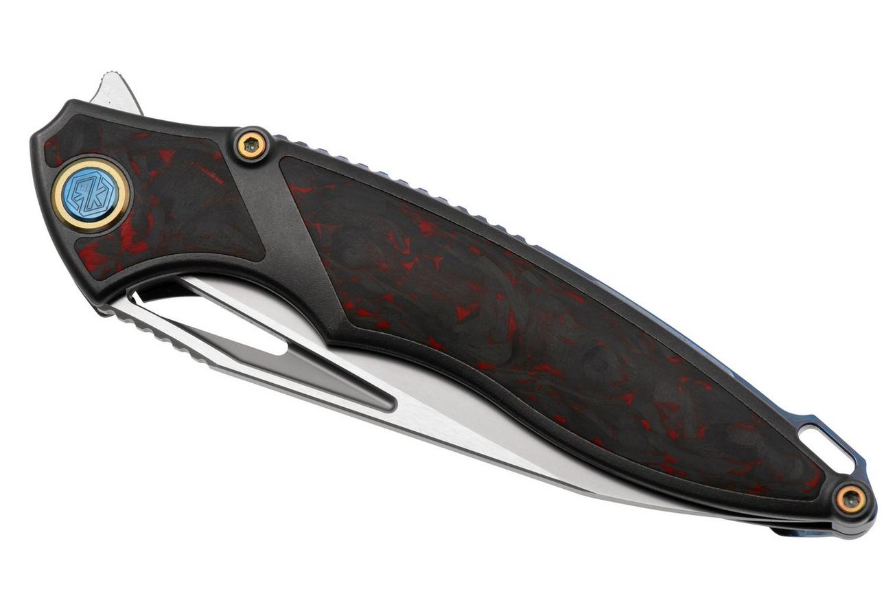 Rike Knife 1902 RK1902RED Böhler M390, Titanium FrameLock, Red Carbon Fiber, zakmes