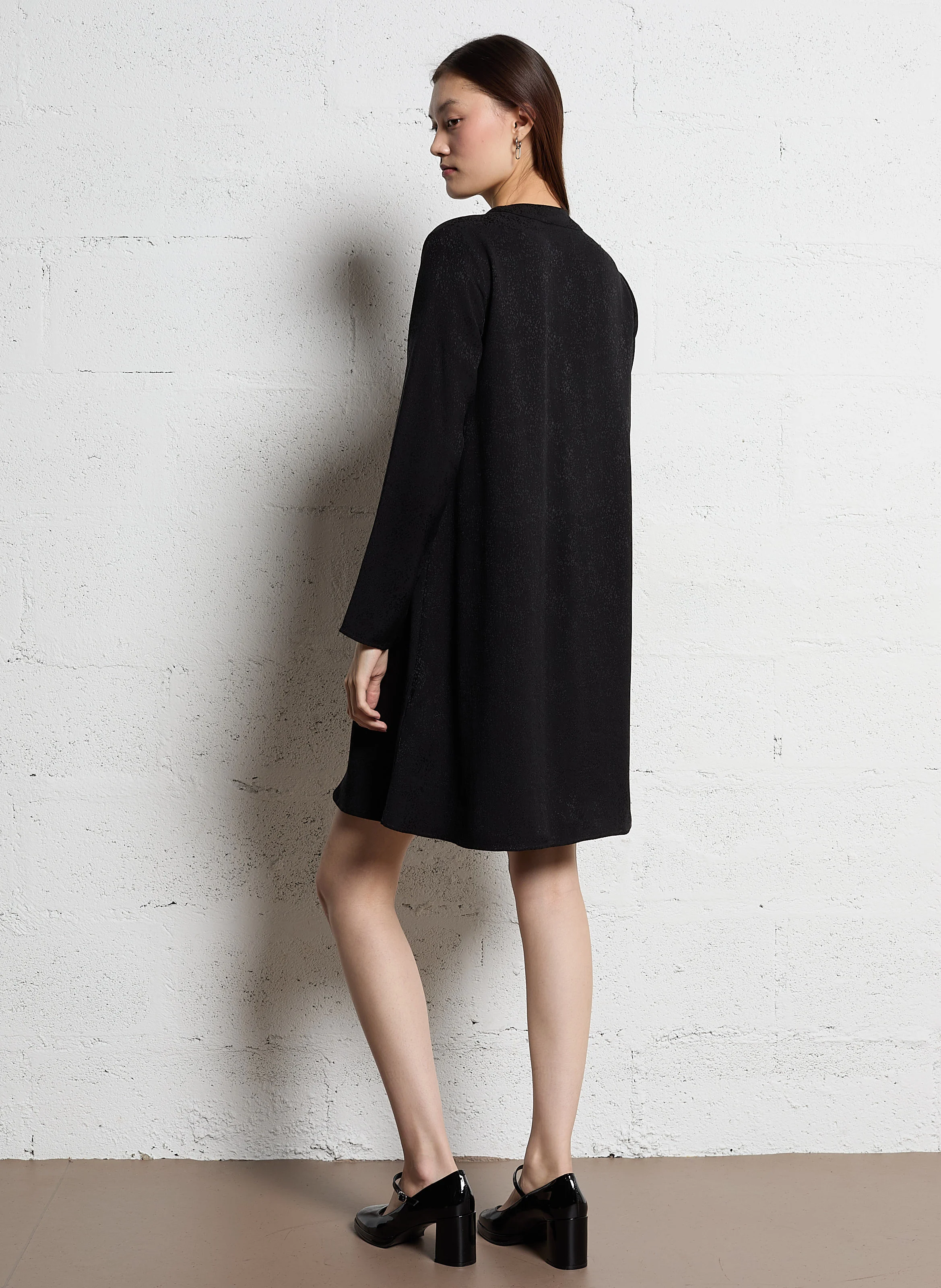 MISTY - Robe courte jacquard | Noir