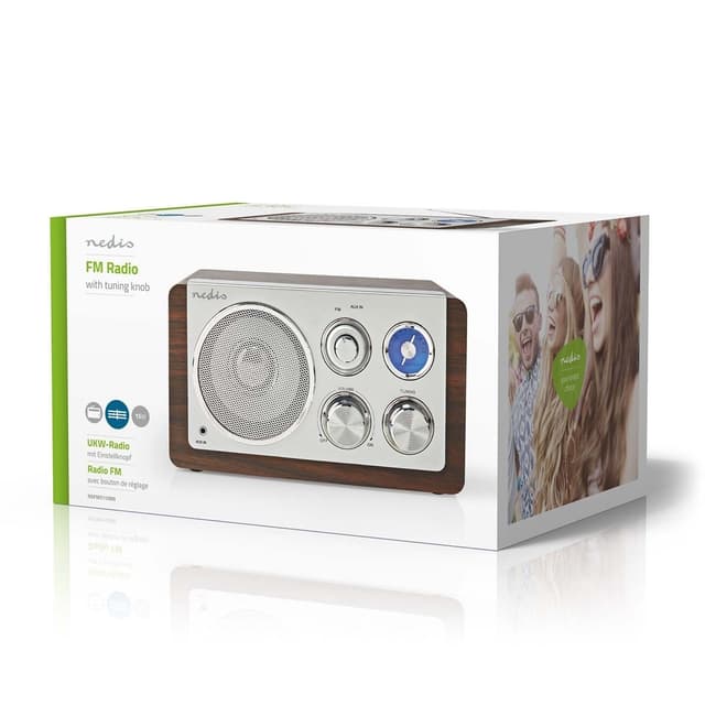Nedis FM-radio | Borddesign | FM | Strømforsyning | Analog | 15 W | IP20 | Brun