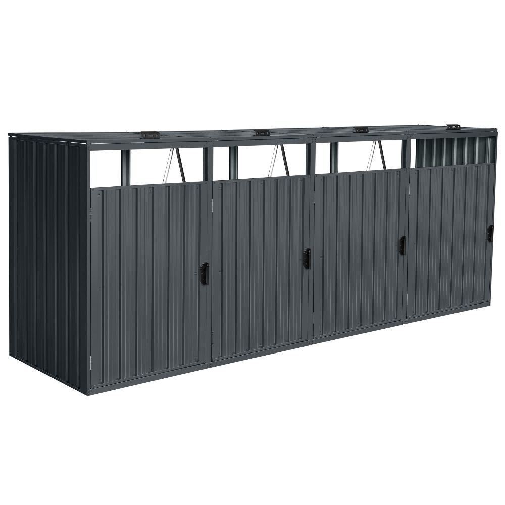 Home Deluxe - CUBO Bin Opbergkast - Ruimte voor 4 x 240 liter bakken, Kleur: Antraciet, Weerbestendig, Inclusief slot en sleutel | Bin Opbergkast, Tuinbox
