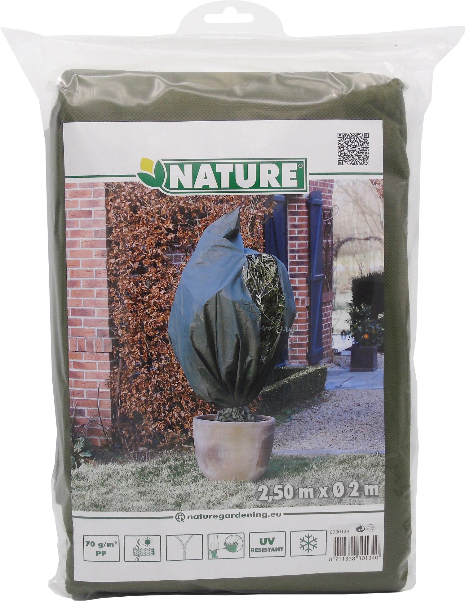 Nature winterhoes met rits D200cm x H2,50m groen
