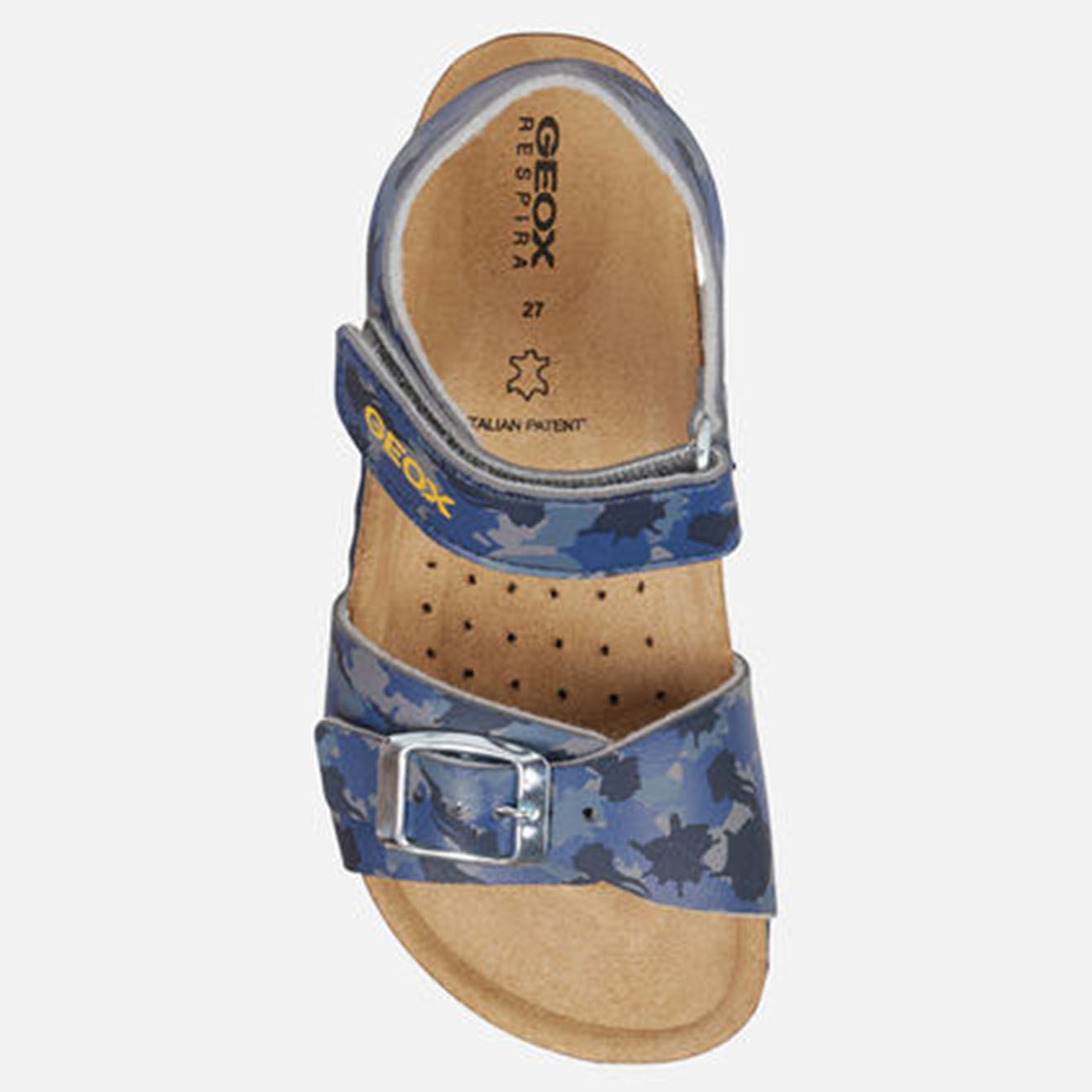 Geox Sandales Ghita en Cuir gris/bleu