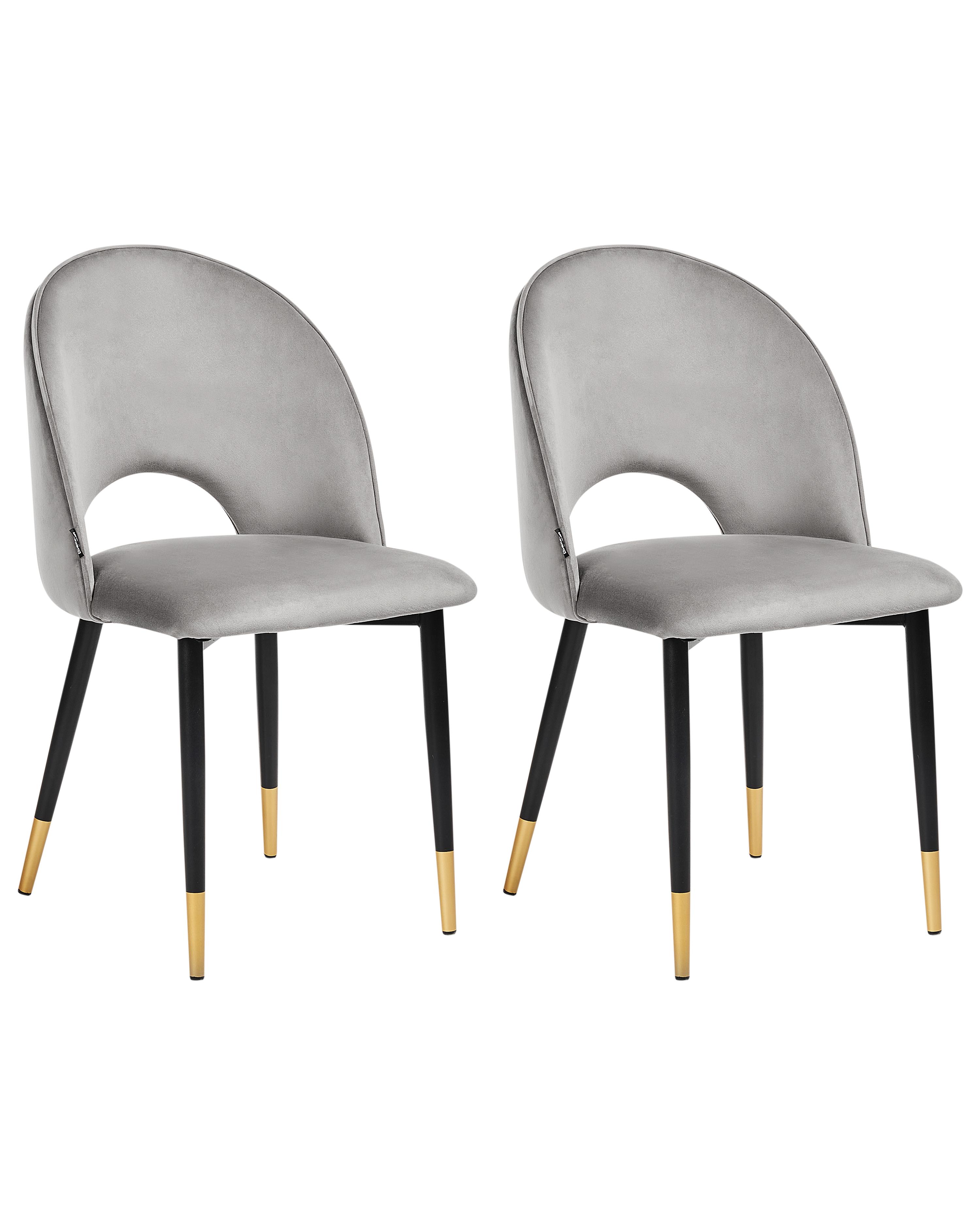 Set van 2 eetkamerstoelen MAGALIA Fluweel Grijs