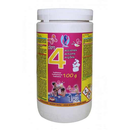 Mugar Pqs 1 Kg Cloro Pqs 4 Acciones Tabletas 100 Gr Minipool