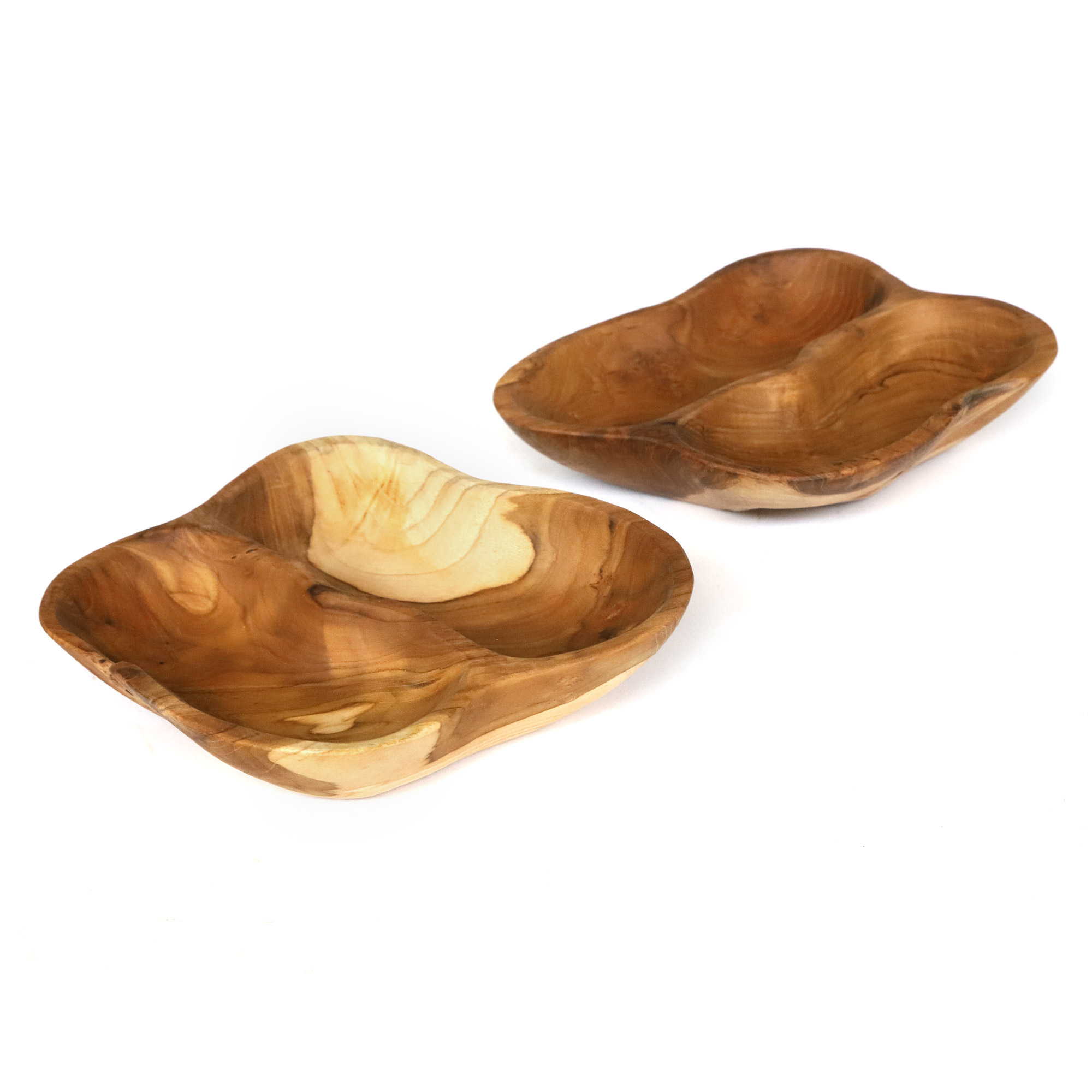 Schale 'Twin' aus Teakholz, natur, T 25 cm, B 25 cm, H 5 cm von fischer's lagerhaus