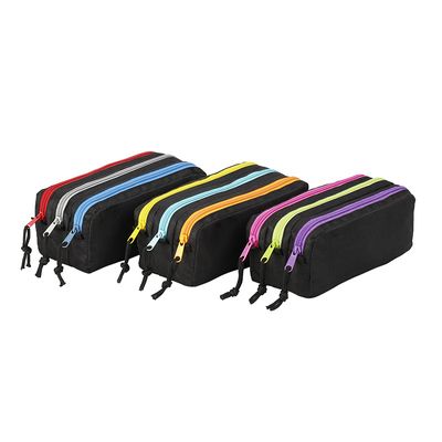 Trousse rectangulaire Trizip tricolore - 3 compartiments - disponible dans différentes couleurs - Exclusivité Bureau Vallée - Viquel