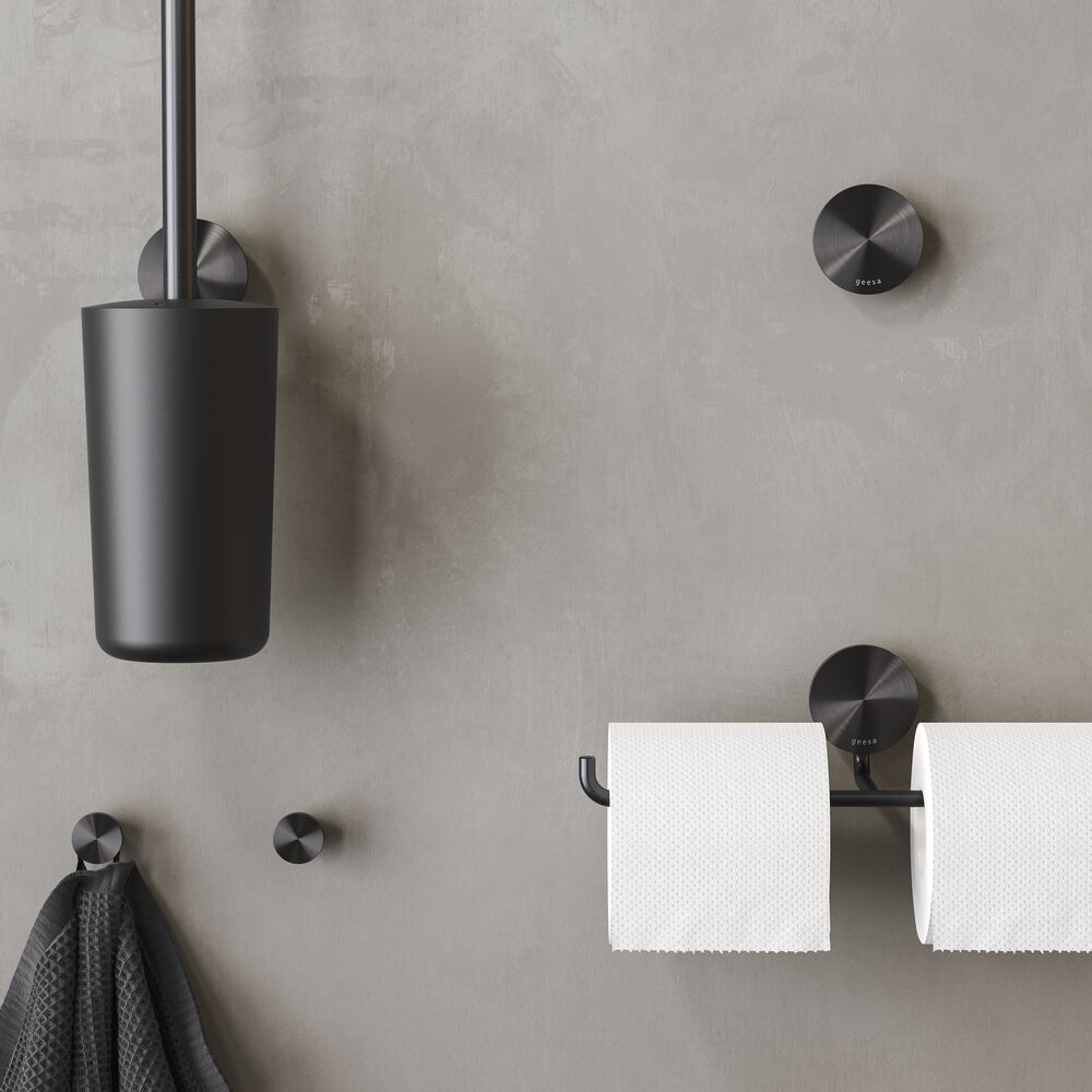 Geesa Opal toiletrolhouder dubbel zwart metaal geborsteld
