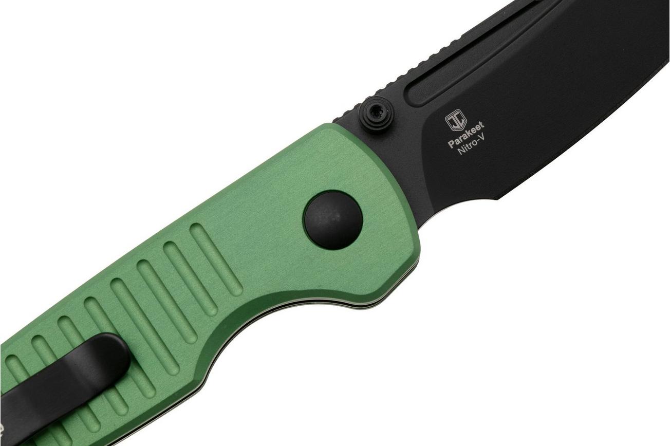 Kizer Parakeet V2706A5 Black PVD Nitro-V, Green Aluminum, zakmes