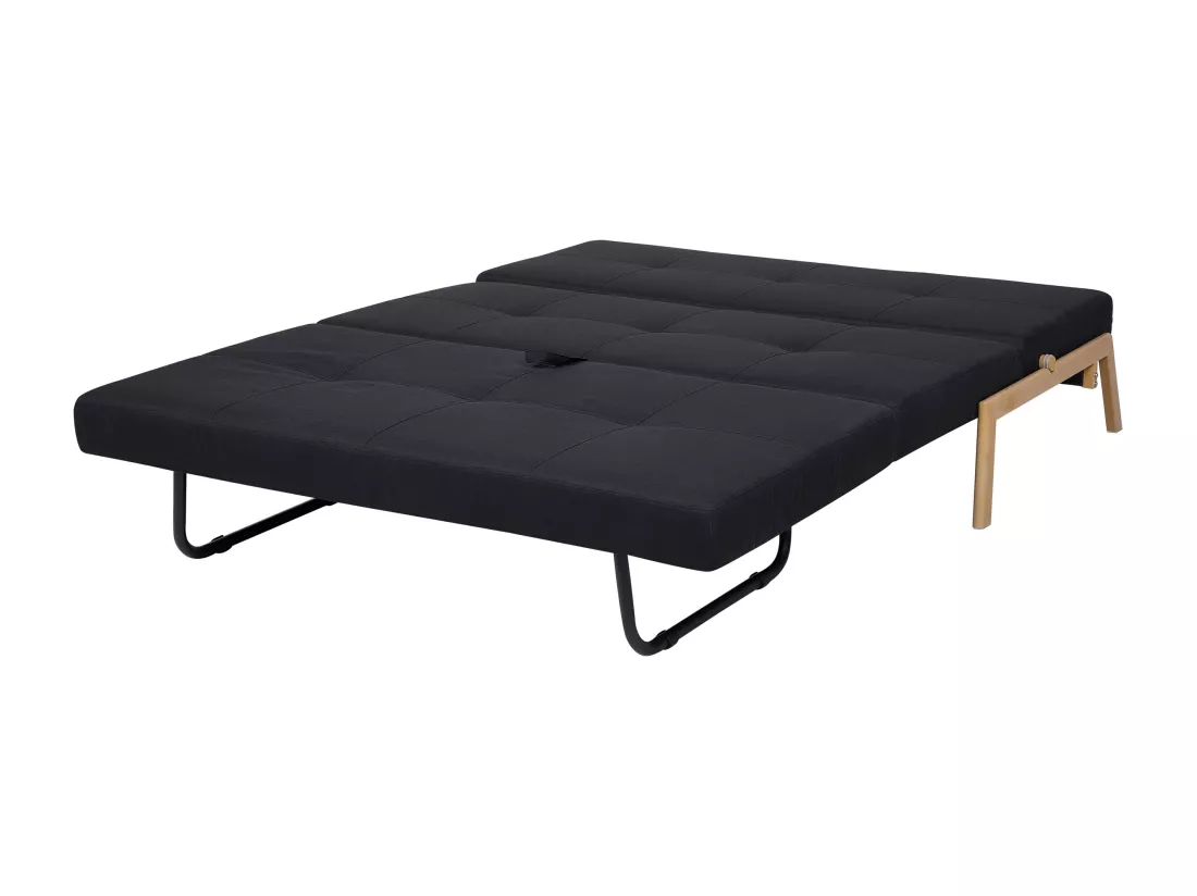 Canapé convertible 2 places en tissu noir EDLAND