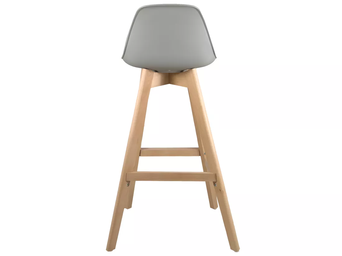 Lot 2 chaises de bar scandinaves hauteur 67cm dossier coussin simili pieds bois clair MALI (gris)