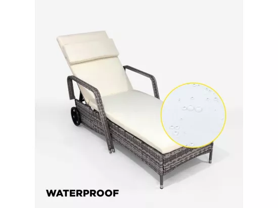 Chaise longue jardin piscine en rotin roues et accoudoirs Porto Giunco
