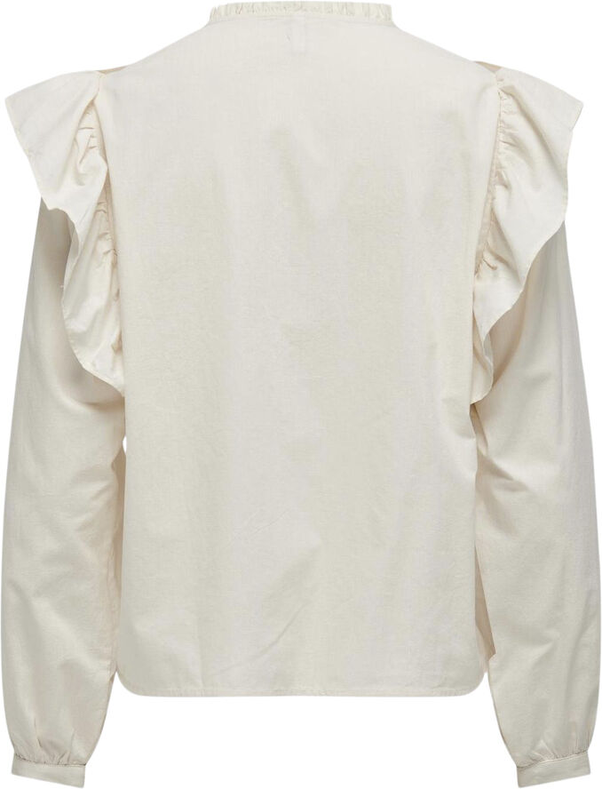 ONLY ONLREGINA L/S FRILL TOP PTM Ecru