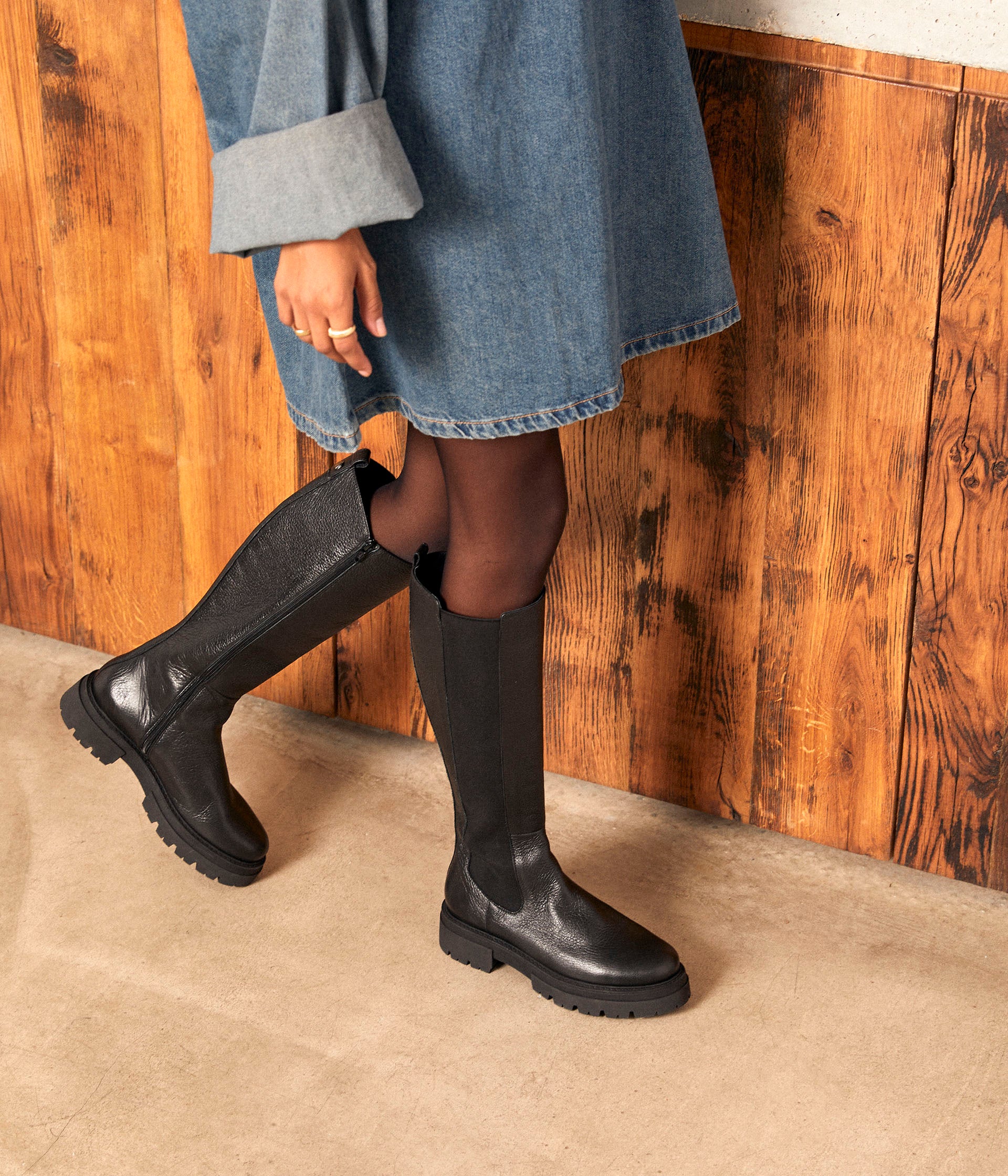 Bottes noires cuir Analisa