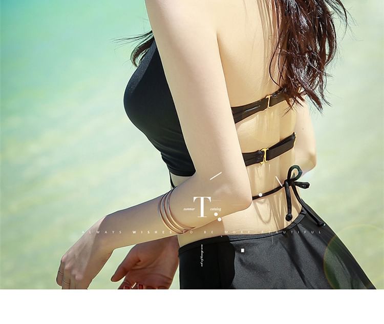 Salanghae - Set: Halter Tankini Top + Zwemrok