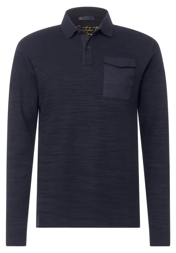 Winterslub Polo Langarmshirt - nightshadow blue