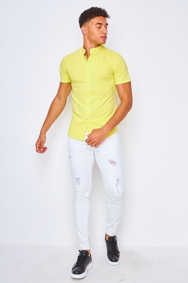 Chemise manches courtes jaune