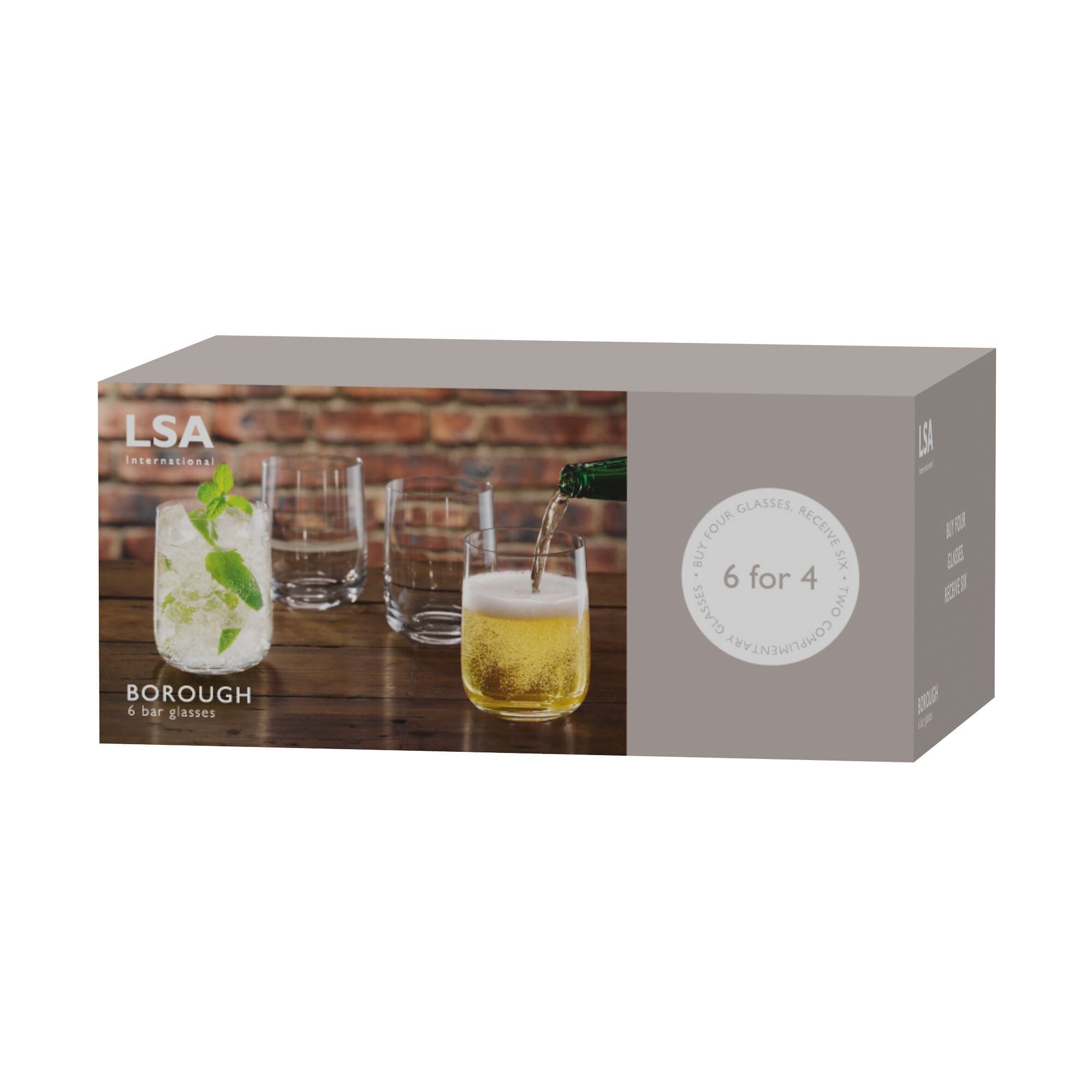 Borough Barglas 6er-Set 625ml Klar - Transparent / H: 12.0 cm