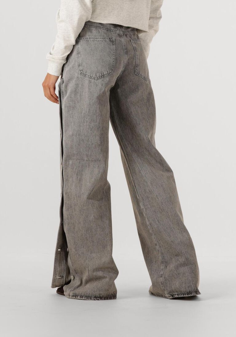 grijze haute l'amitié wide jeans side panel button tall jeans