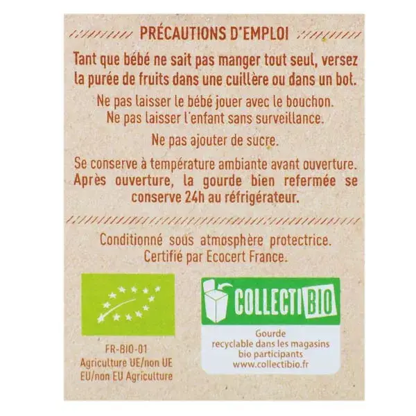 Babybio Fruits Kiwi Manga Leite de Coco Sachê +6m Orgânico 4 x 90g