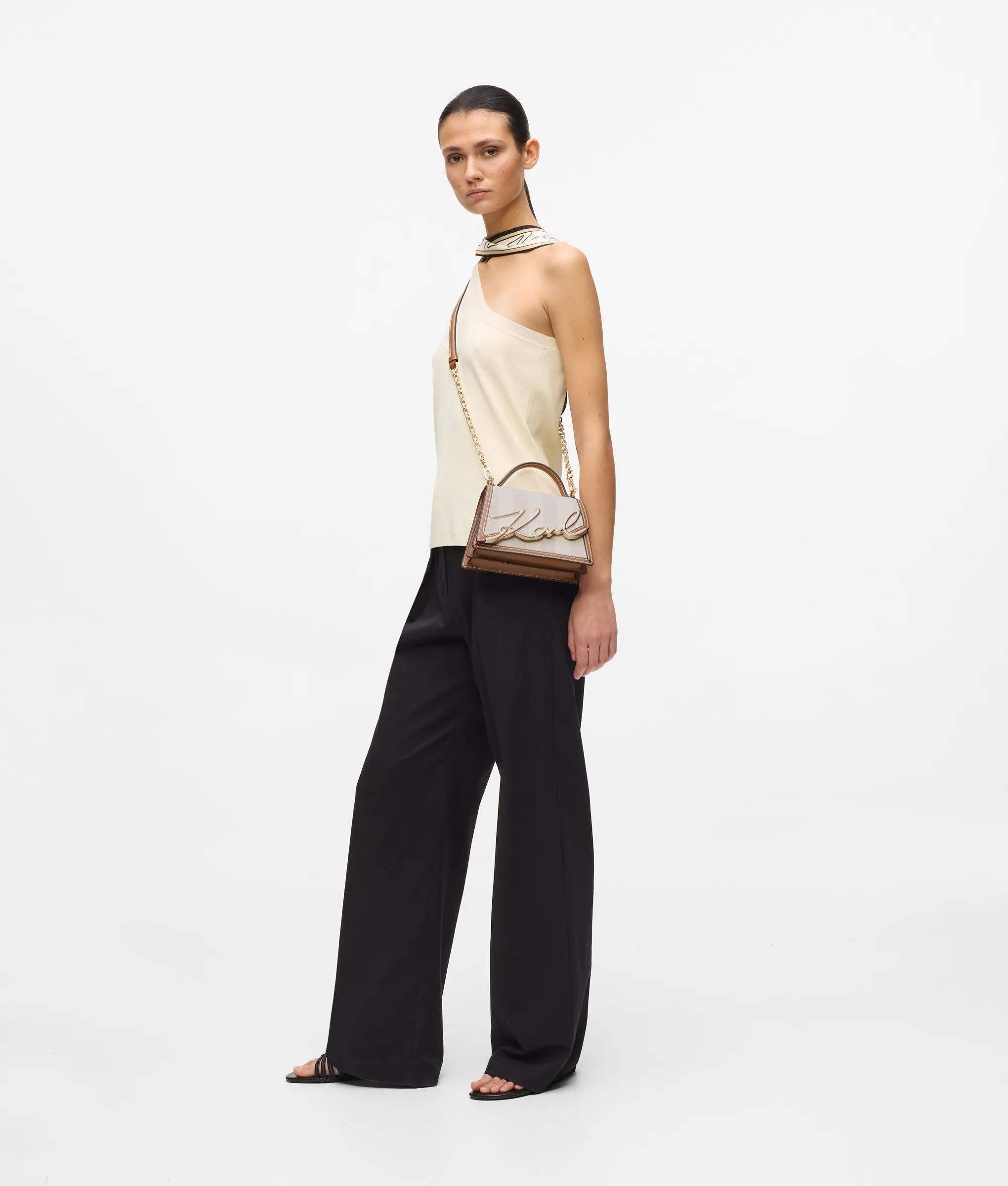 K/Signature gestreepte crossbodytas