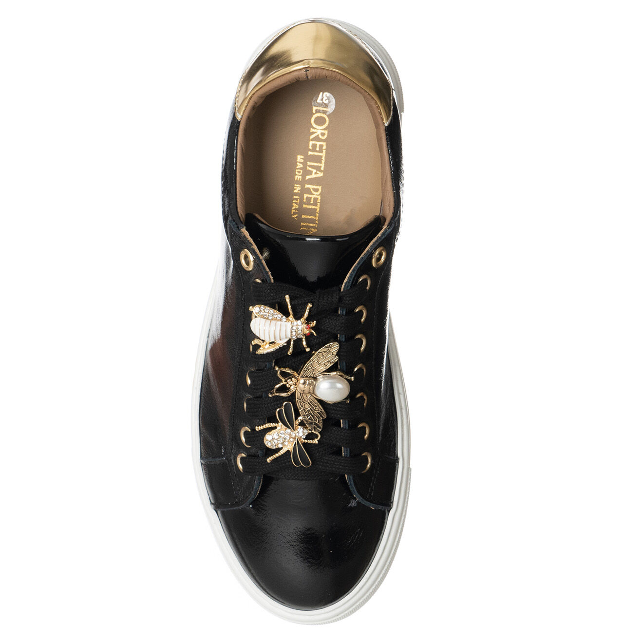 Loretta Pettinari Sneakers en Cuir Nello noir/doré