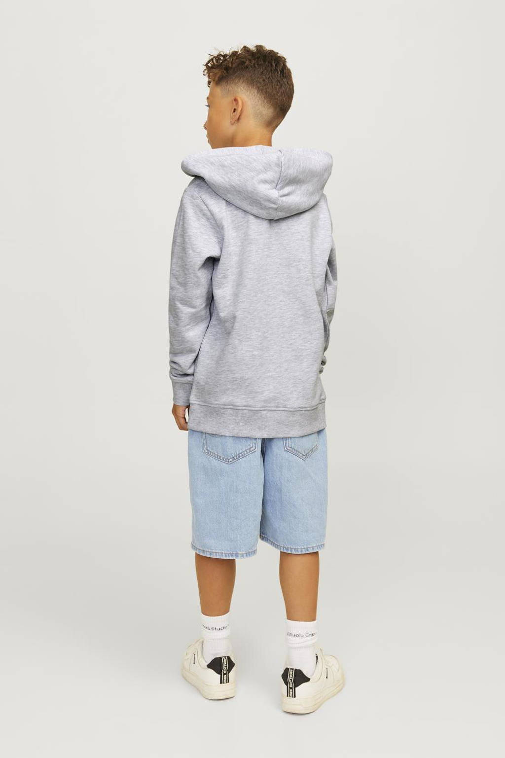 JACK & JONES hoodie JJESWIFT met printopdruk wit melange