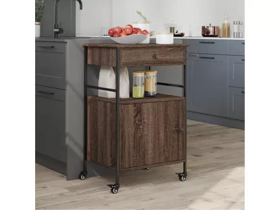 Chariot de cuisine chêne marron 56x43x89,5 cm bois d'ingénierie
