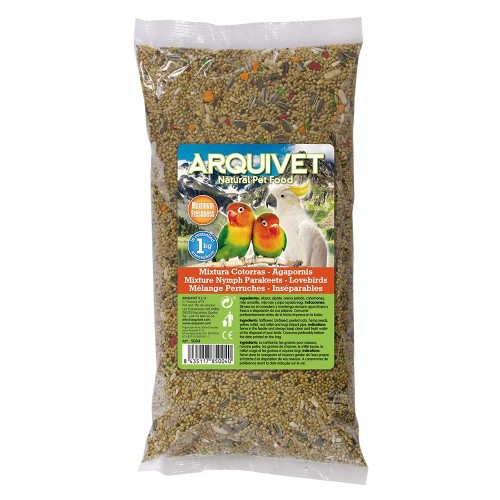 Mistura de sabor neutro para periquitos e agapornis.