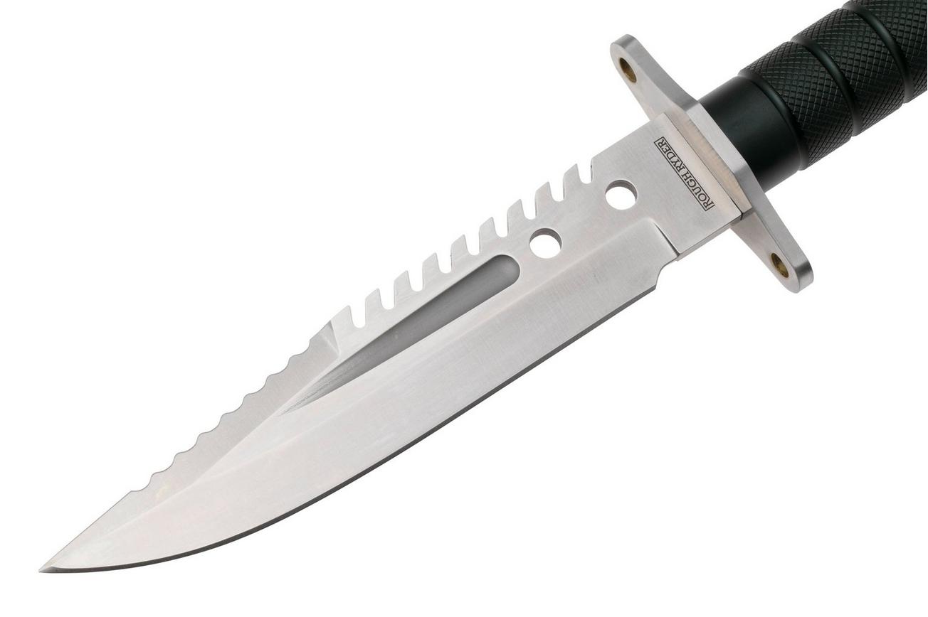 Rough Ryder Survival Knife RR2585, Satin D2, Green Aluminium, survivalmes