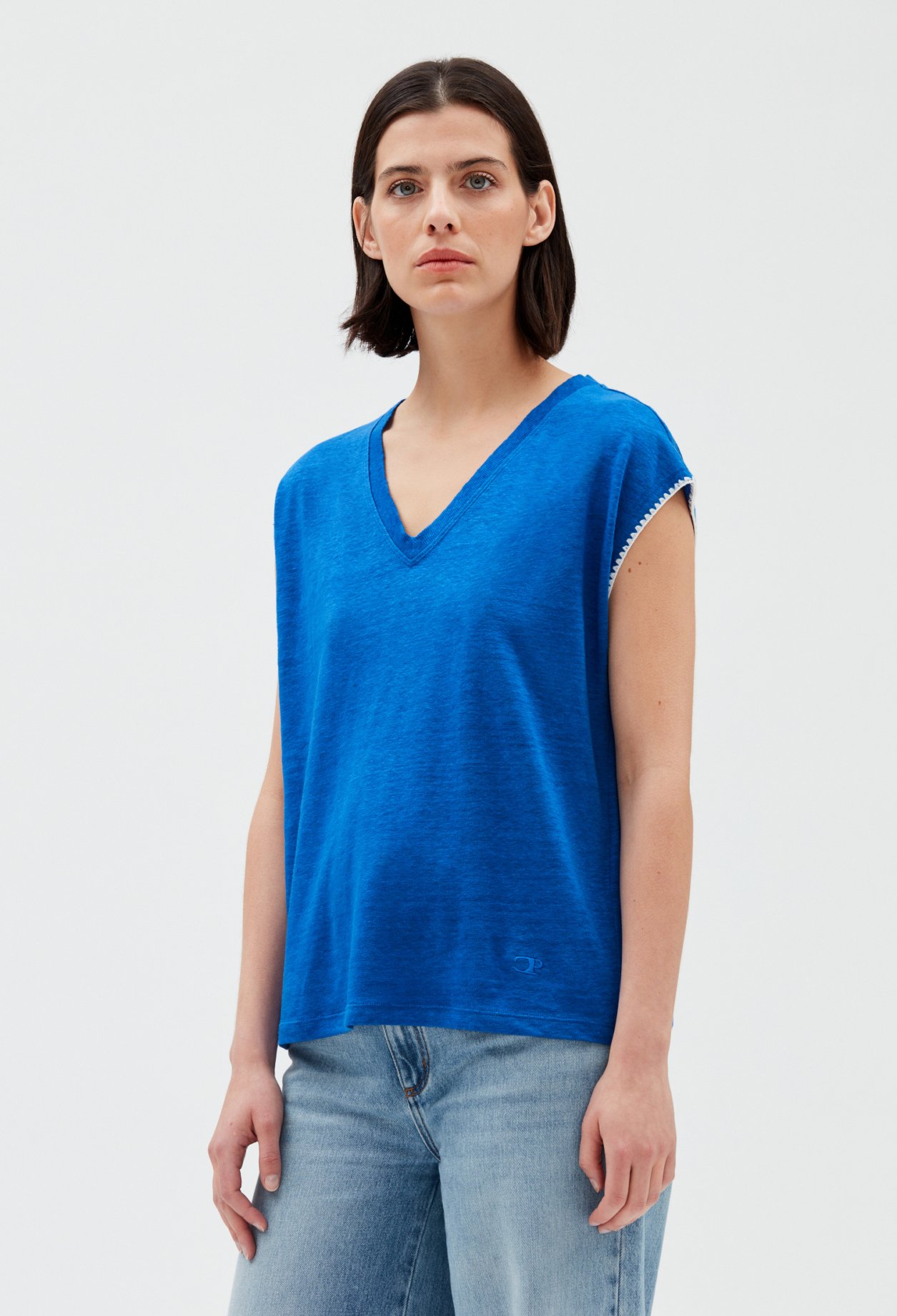 T-shirt lin bleu