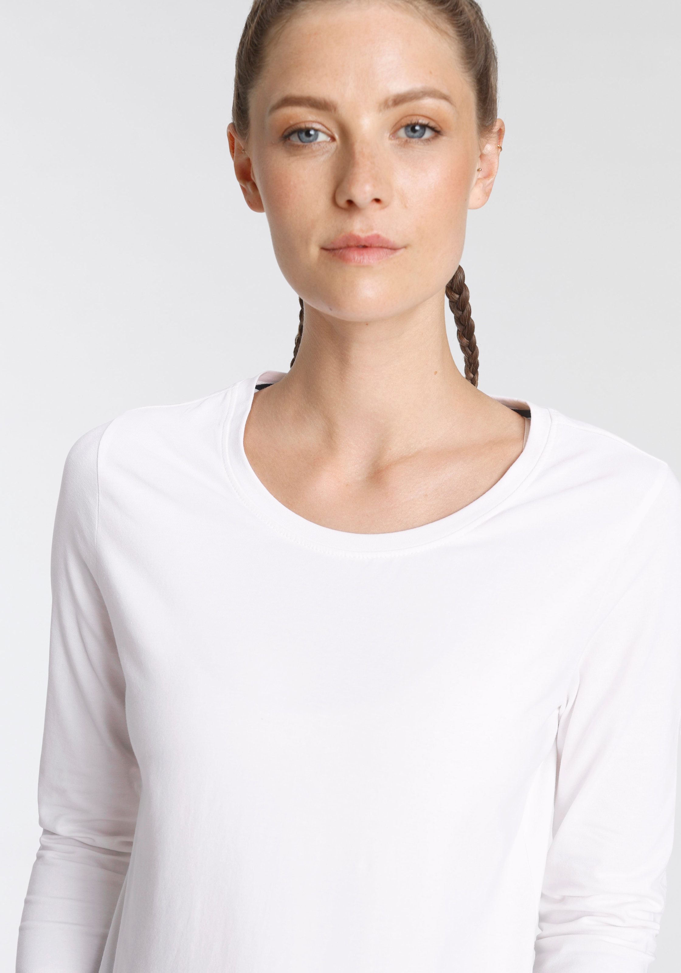 Eastwind Langarmshirt 3er-Pack,  Langarm,  im Basic-Stil,  Rundhalsausschnitt,  aus Baumwolle