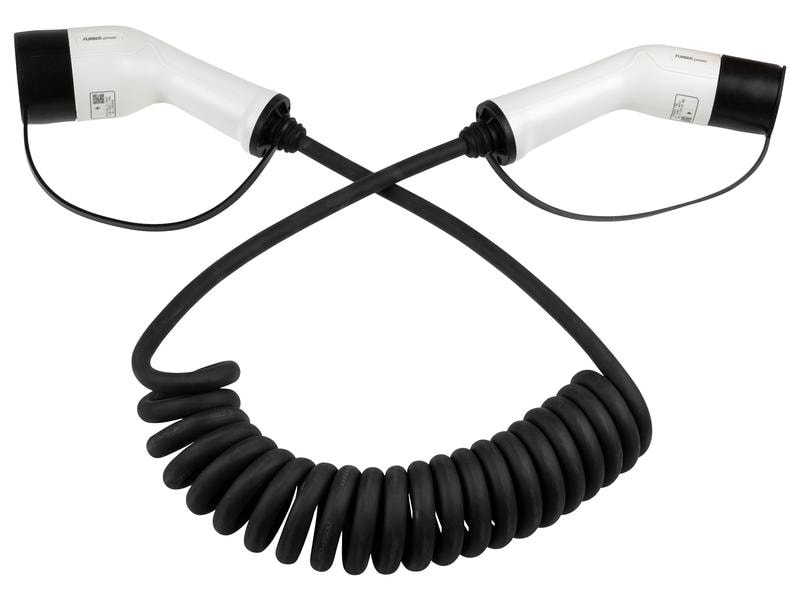 FURBER.power Ladekabel THOR Typ 2 11kW 5 m Spiral 3-phasig 480 V 16A für Elektroauto