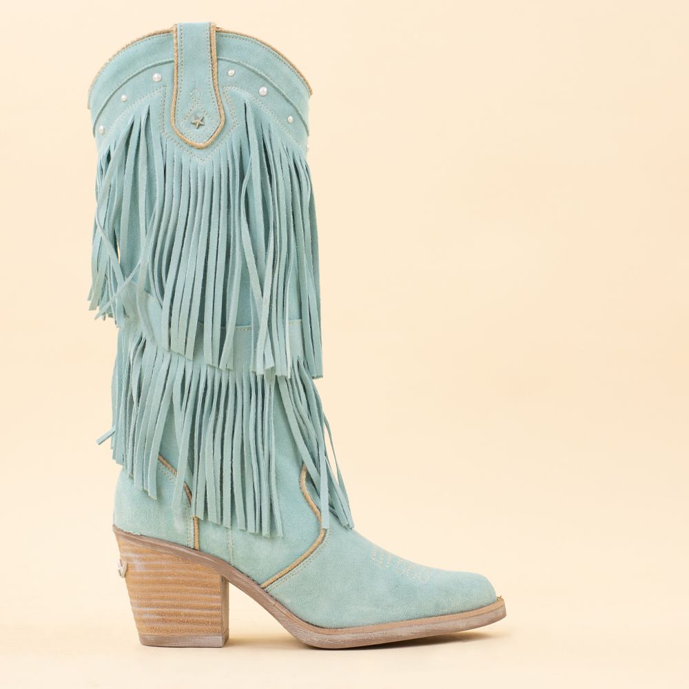 Nemonic 2279 cowboyboots boho fringe turquoise