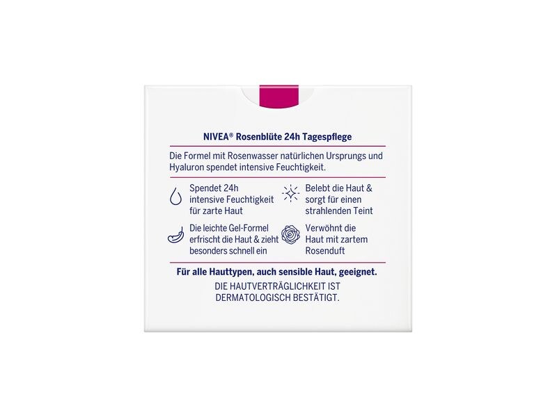 NIVEA Tagescrème Rosenwasser 50 ml Gel-Creme für eine zarte Haut und einen strahlenden Teint