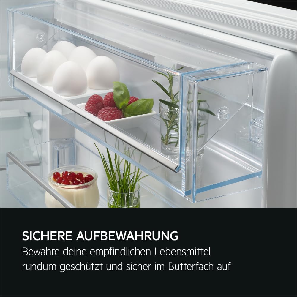 AEG Einbau-Kühlschrank 88 cm ohne Gefrierfach, Serie 5000 OptiSpace: 3x vielfach verstellbare Glasablage, großer Kühlraum (142L), LED-Beleuchtung, mechanische Steuerung, Schlepptür-Technik, TSK5O881ES