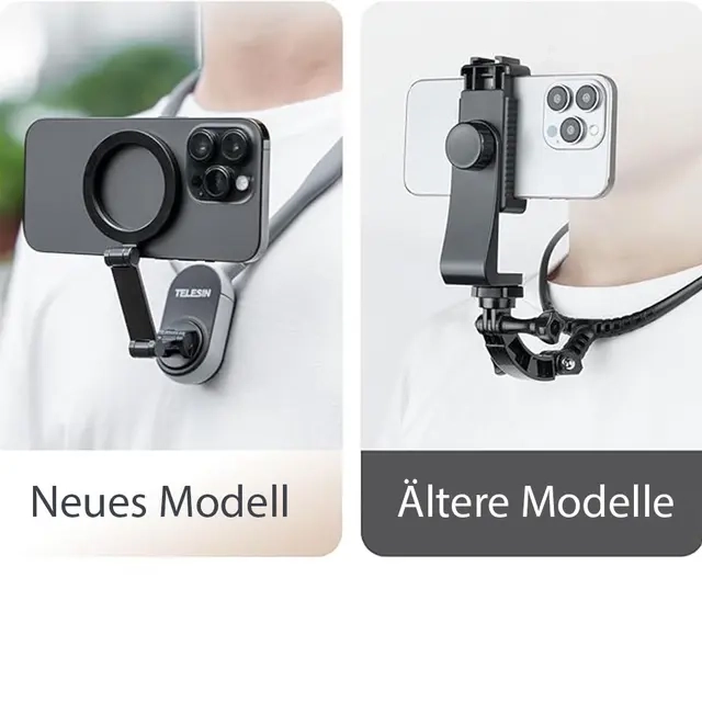2in1 Universal Hals / Nacken Magnetische Halterung Anti-Vibrations-Brustgurt Selfie-Halterung für Smartphones / Kameras - Grau