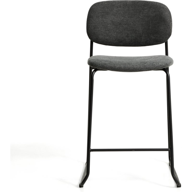 Tabouret empilable Meli en chenille grise et pieds en métal gris FSC Mix Credit 65 cm
