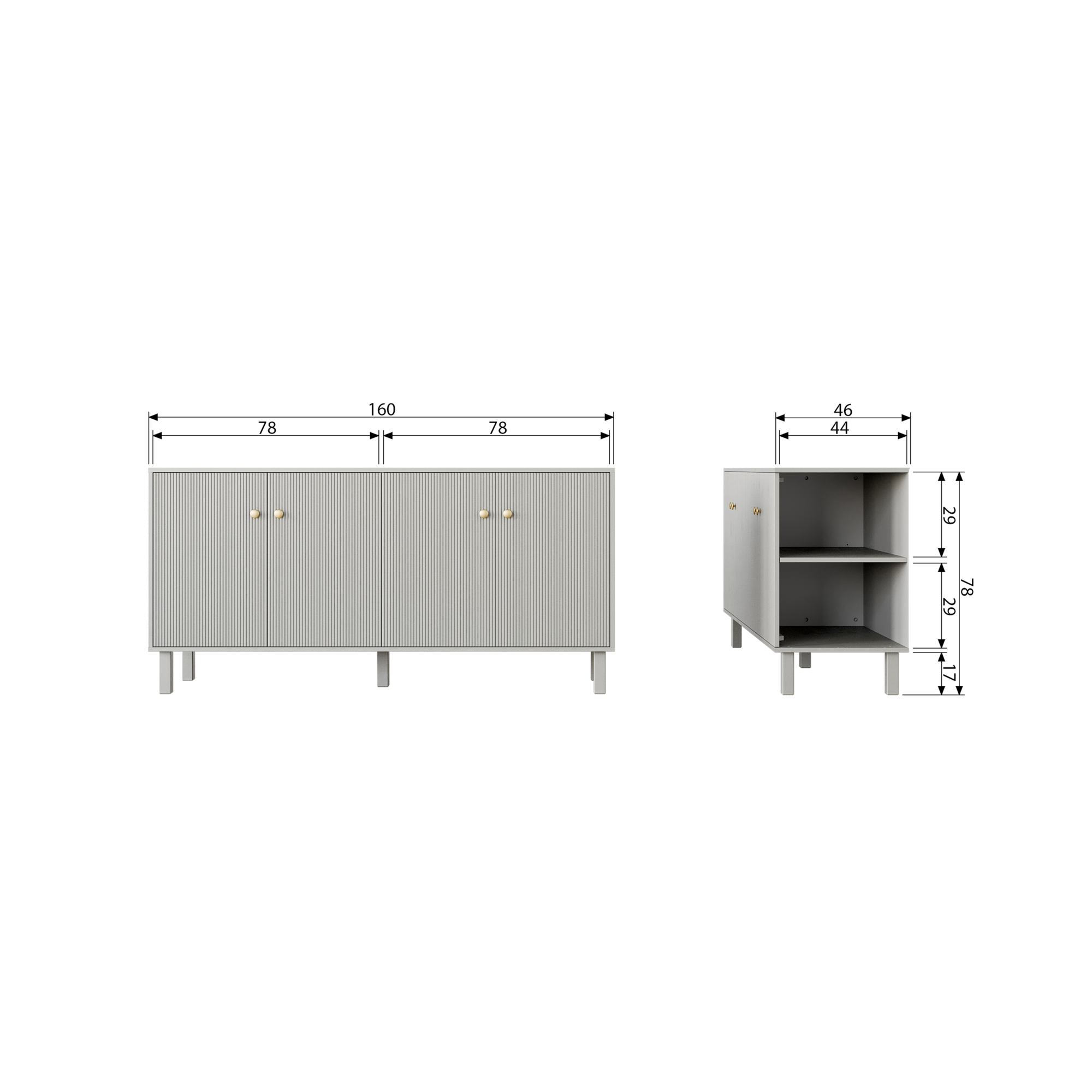 Dressoir Madu grenen wolkengrijs [FSC] Madu Dressoir Grenen Wolkengrijs [FSC]